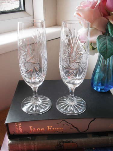 Pair pretty lead crystal - pretty,
