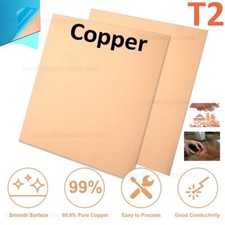 PURE COPPER SHEET 0.1mm - 6mm Thickness Guillotine Cut Metal - Multiple Sizes