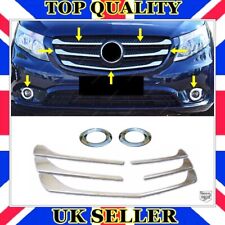 Chrome Front Grill 5pc + Fog Trim 2pc STEEL For Mercedes VITO W447 2014 to 2019