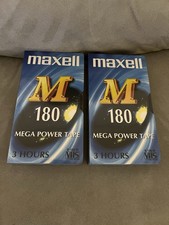 Maxell M180 2 pack Blank VHS Video Cassette 3 Hour Mega Power Tape  New Sealed