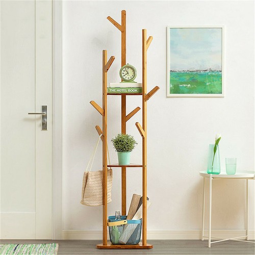 Wooden coat hat hanger stand - wooden,