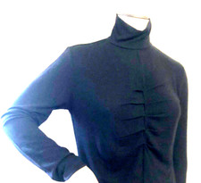 NWT BLACK SCRUNCH-MOCK-TURTLE-NECK RUCHED SWEATER /FINE LIGHT KNIT /EU 42 = US M