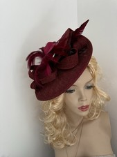 Fascinator Burgundy Red Hatinator Wedding Disc Hat Formal Ladies Ascot Races