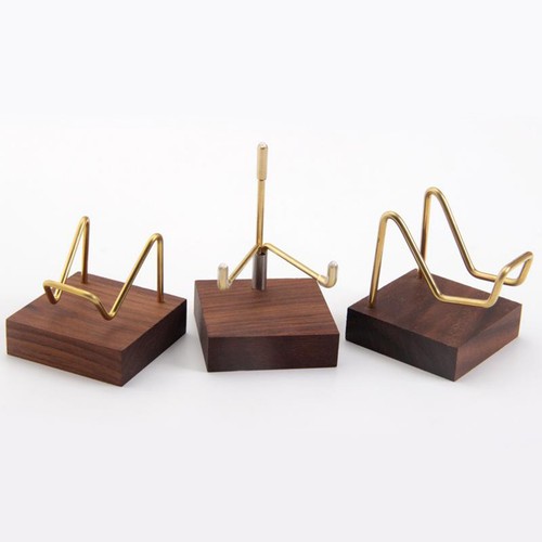 Brass arm wood base - brass,