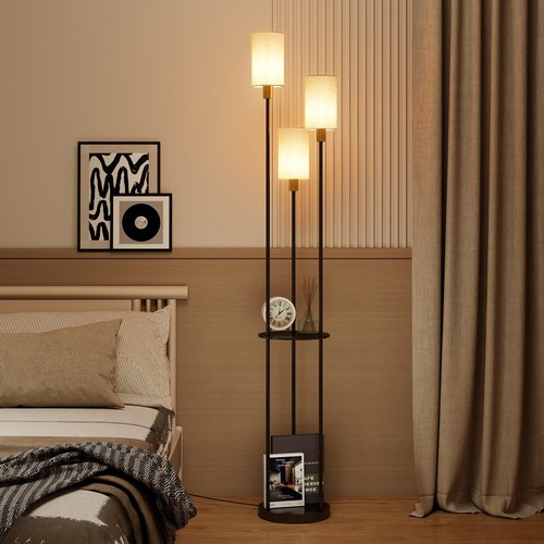Linen lampshade floor lamp - 3-linen,