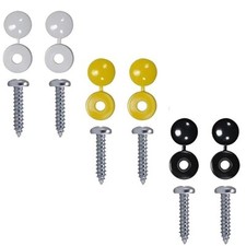 6x Reg Plate Fixing Kit Screws + Caps Black Yellow White For Car Van Bike