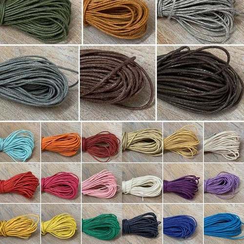 Waxed cotton cord black - cotton,