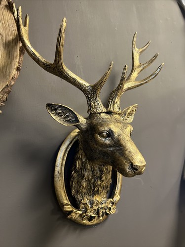 Gold stag head antique - stag, stags