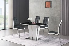 Dining Table Set Black Glass