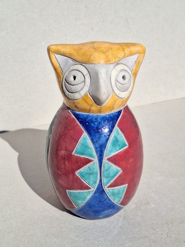 Raku pottery owl bird - raku,