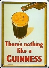 Guinness Face On Glass miniature metal sign / postcard 110mm x 80mm