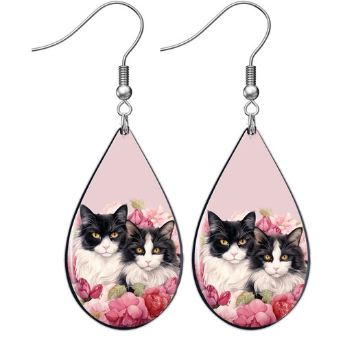 Tuxedo buddies cats earrings - cats,