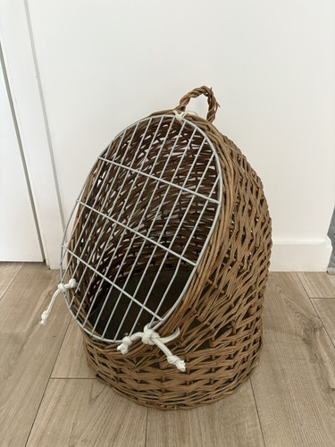 Vintage wicker pet carrier - wicker, cat