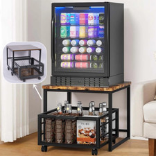 Fridge Stand with Storage Mobile Beverage Refrigerator Stand for Coffee Bar Dorm