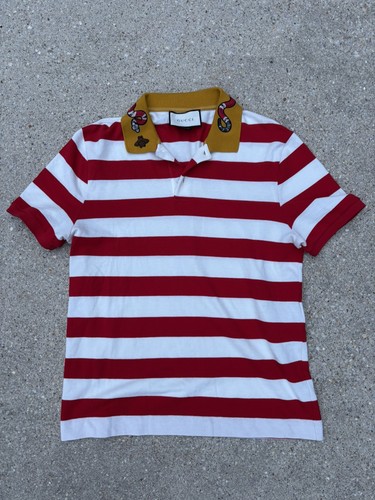 Gucci red white striped polo - red/white,