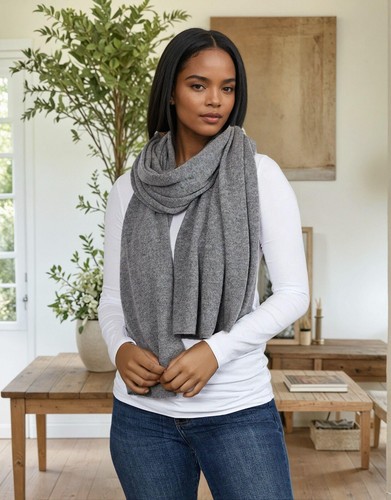 Cashmere grey scarf thick - scarf,