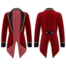 UK Boys Circus Ringmaster Costume Long Sleeve Tailcoat Jacket Halloween Party