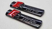 NEW 2 x Audi S Line Badge Metal- Wing S Line Badges (7cm x 1.4cm) Gloss Black UK