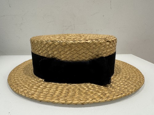 Antique straw boater - straw,