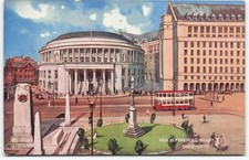 Vintage postcard New Reference Library Manchester St Peter's Square bus A889