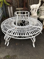 Garden tree bench metal white