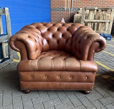Chesterfield Tan Leather Button Armchair