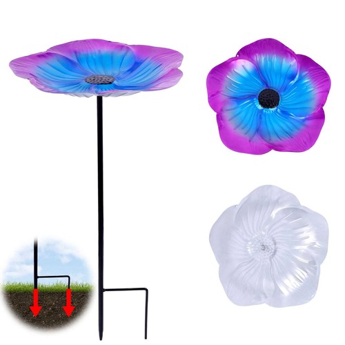 Metal flower bird bath - metal,