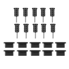10 Pairs USB Type Silicone Anti Dust Plugs Protective Covers Black