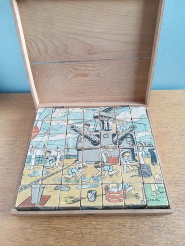 Vintage french wooden - french, cube