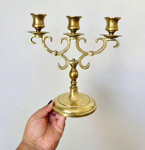 Solid brass arm candelabra - 3-arm,
