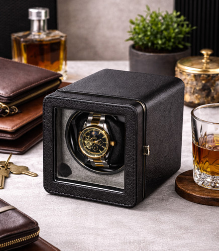 Leather automatic watch - leather, winder
