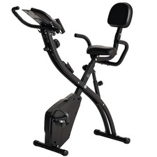 HOMCOM 2-In-1 Folding Exercise Bike with 8-Level Magnetic Resistance Black