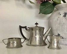 Arts & Crafts Tudric LIBERTY Style " WARRIC " Pewter PRESENTATION Tea Set c1926