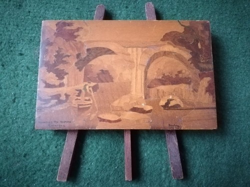 Antique inlaid wooden picture - inlaid,