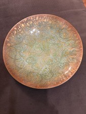 Handmade Mid-Century Modern Copper Enamel Dish Signed Godfrey Hildebran NC