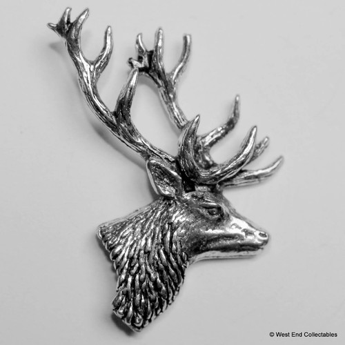 Stag head pewter - pewter, pin