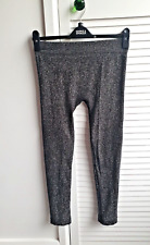 Vintage 1970's Disco Pants - Silver On Black Stretch Trousers Size S (8-10)