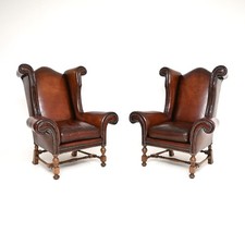 Pair of Antique Leather Wing