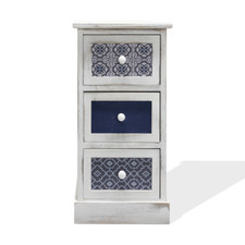 Mobili Rebecca Bedside Table Cabinet 3 Drawers White Wood Retro 59,5x30x25