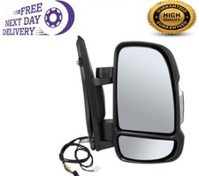 Fiat Ducato 2006-2018 Short Arm Electric Black Wing Door Mirror Drivers Side Off