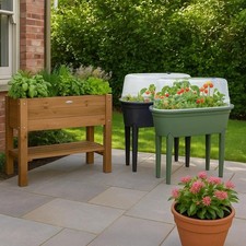 Mini Greenhouse Propagator Legs Raised Garden Planter Flower Seedbed PE Wood