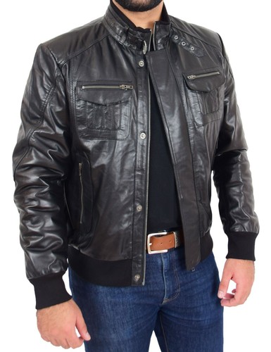 Mens bomber leather - leather, jacket
