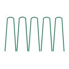 Heavy Duty U-Shaped Galvanised Steel Garden Pegs, Camping, Pack of 50 - Green