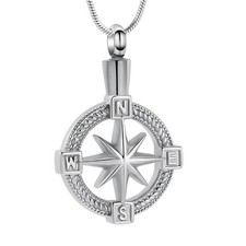 Compass Urn Necklace for Women Men Compass Urn Pendant Ashes Urn Locket Holds