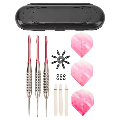 Pink steel tip darts - steel, set