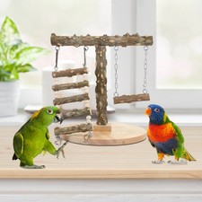 Bird Play Stand with Natural Wood Base Parrot Perch Stand for Small Birds