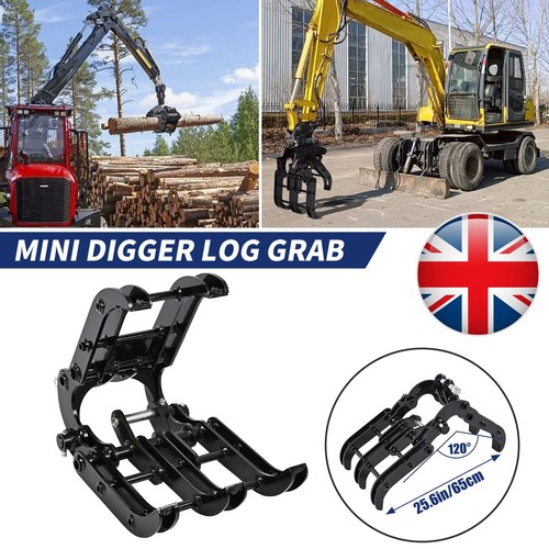Black mini digger log - digger, grab