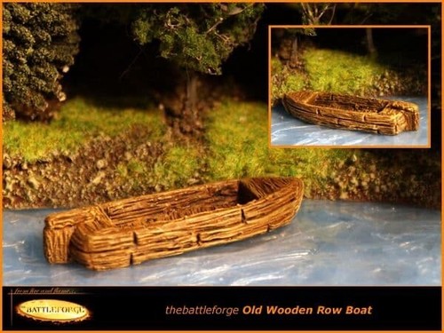 Old wooden row boat 28mm - row,
