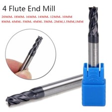 1MM~20MM Solid Carbide End Mill 4 Flute TiAlN Milling Cutter Slot Drill Bit