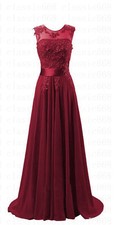Long Chiffon Lace Evening Formal Party Ball Gown Prom Bridesmaid Dress Size 6~20